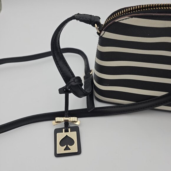 Kate Spade Striped Crossbody Bag Black & White Leather - Picture 2 of 9